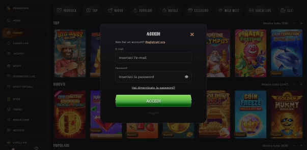 Wildsino registrazione rapida per nuovi utenti
